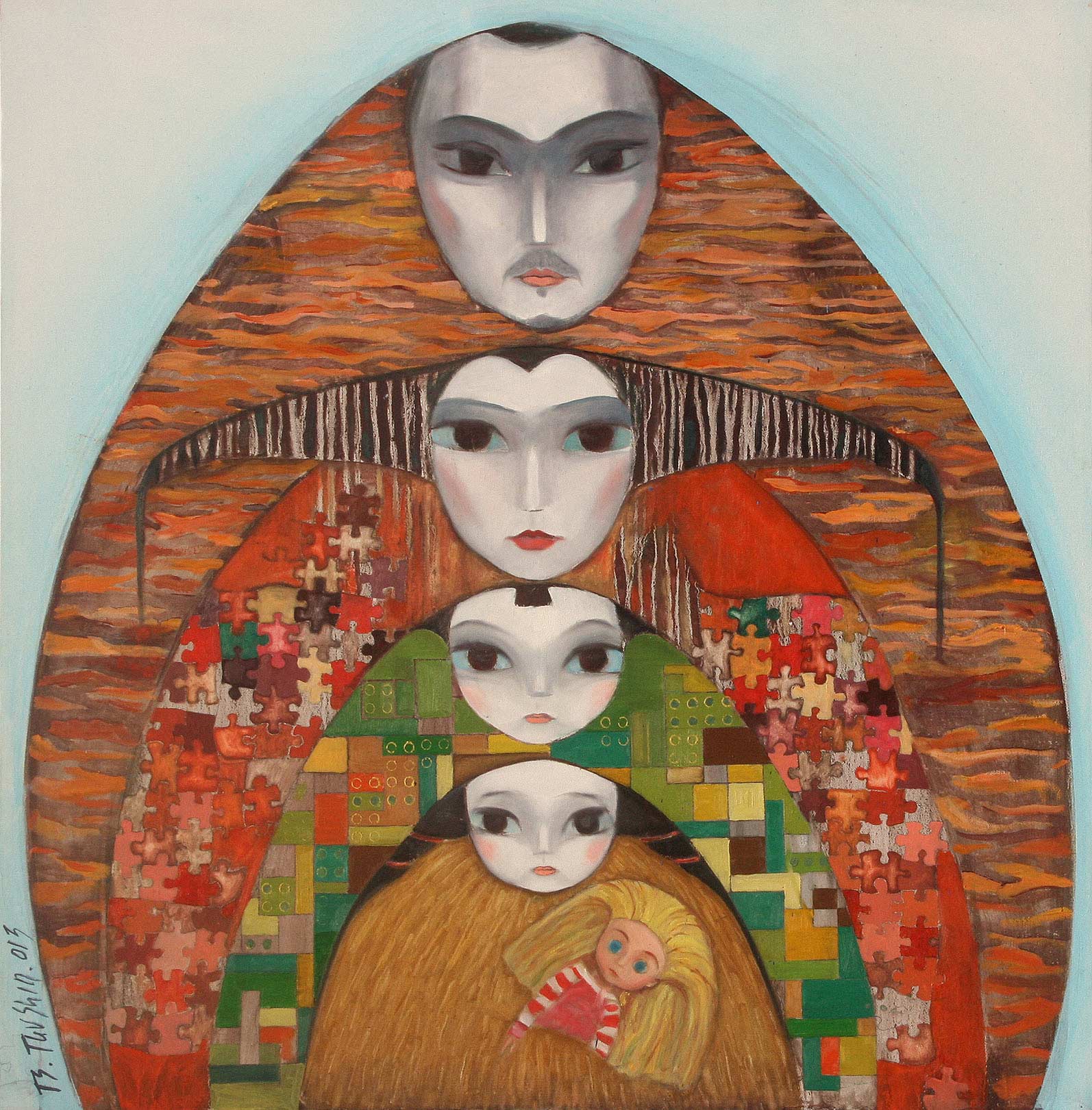 ألوان زيتية على قماشة رسم  100x100 – رسم لعائلة مغولية